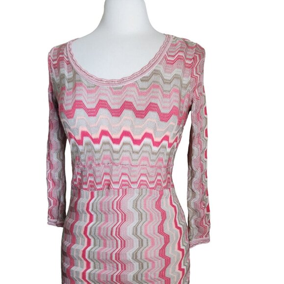 INC International Concepts 60s Retro Knit Gypsy Hippie Dress Women's M Pink - Picture 2 of 14